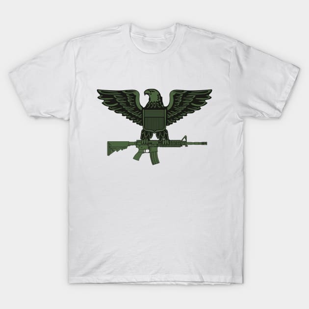 Gun Militaria T-Shirt by bakerjrae